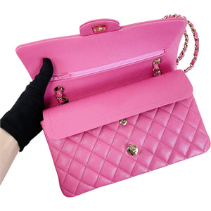 Medium Classic Double Flap Caviar Pink GHW