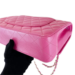 Medium Classic Double Flap Caviar Pink GHW