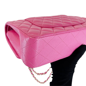 Medium Classic Double Flap Caviar Pink GHW