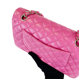 Medium Classic Double Flap Caviar Pink GHW