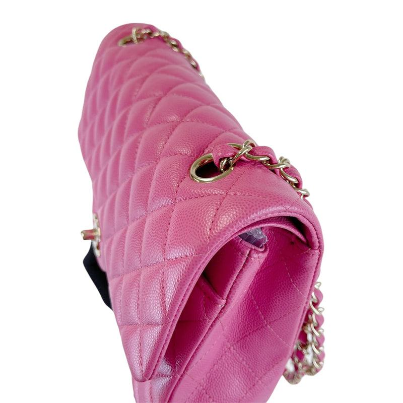 Medium Classic Double Flap Caviar Pink GHW