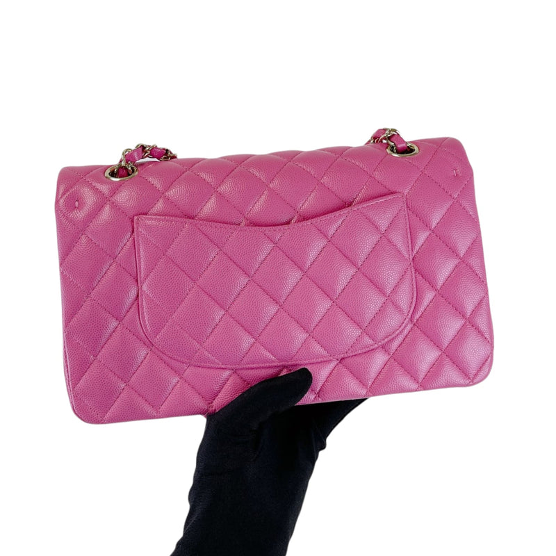 Medium Classic Double Flap Caviar Pink GHW