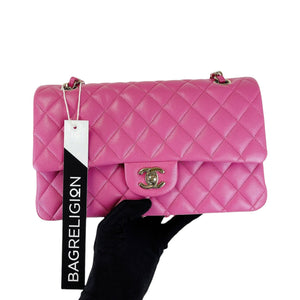 Medium Classic Double Flap Caviar Pink GHW