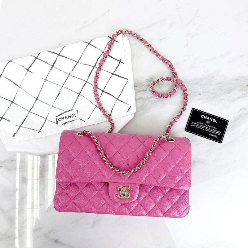 Medium Classic Double Flap Caviar Pink GHW