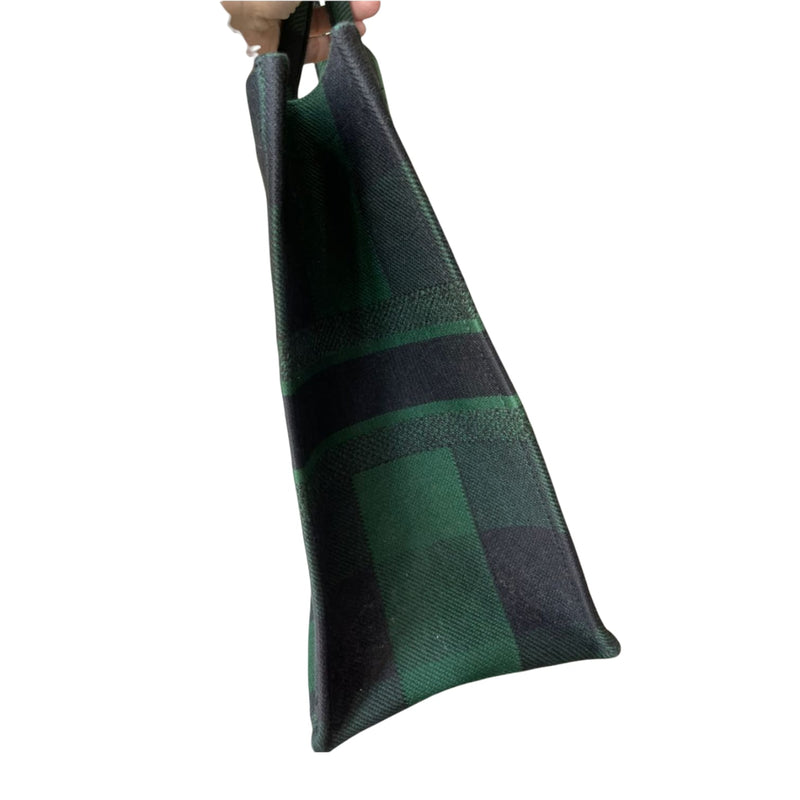 Large Book Tote Checkered Black Green