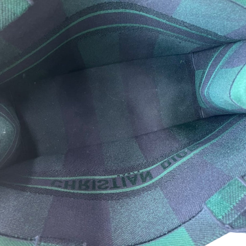 Large Book Tote Checkered Black Green