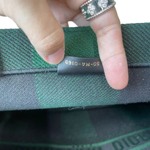Large Book Tote Checkered Black Green