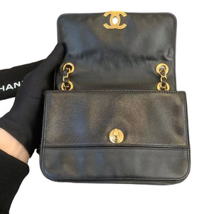 Small Flap Caviar with Lambskin Leather Black GHW