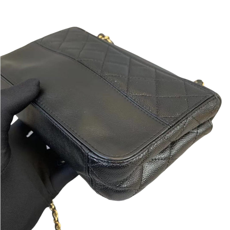 Small Flap Caviar with Lambskin Leather Black GHW