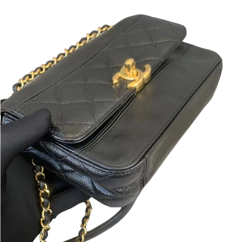 Small Flap Caviar with Lambskin Leather Black GHW