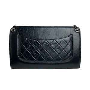 Shoulder Quilted Crinkled Calfskin Black SHW