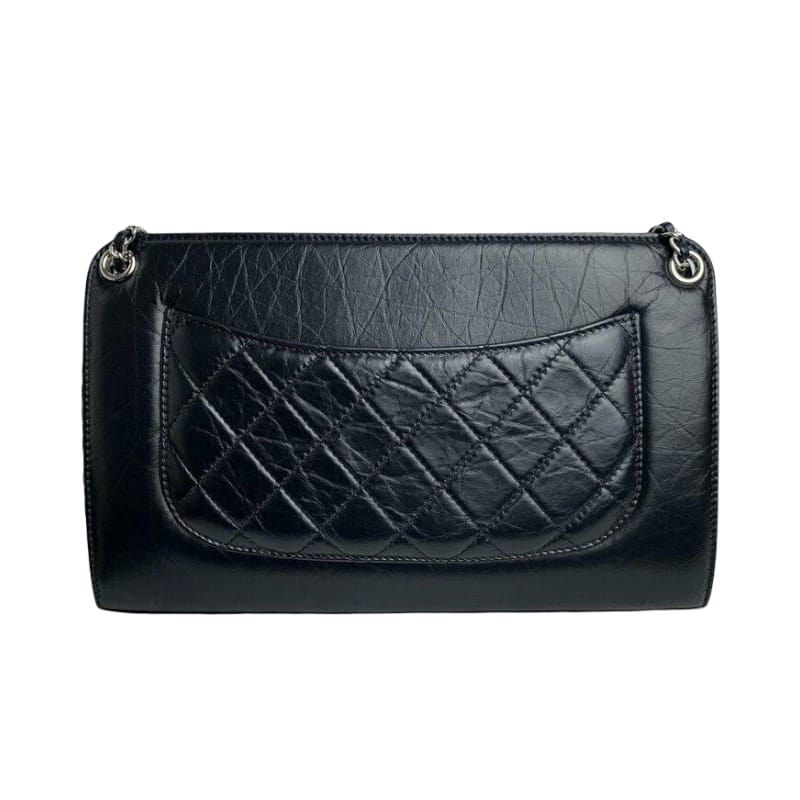 Shoulder Quilted Crinkled Calfskin Black SHW