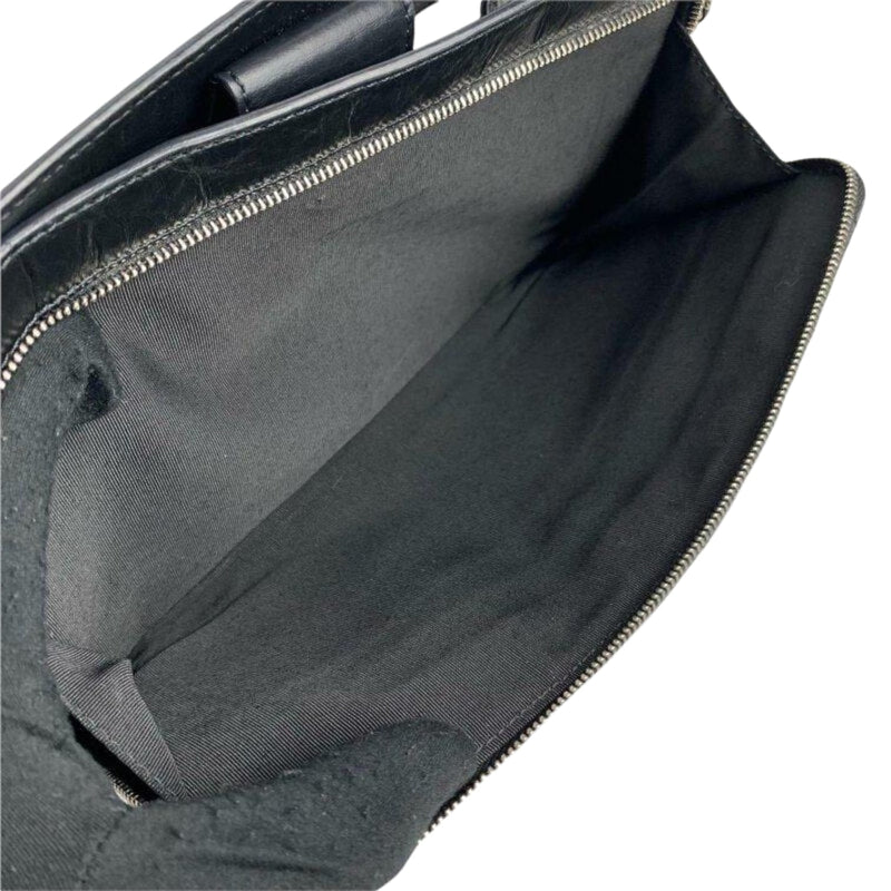 Shoulder Quilted Crinkled Calfskin Black SHW