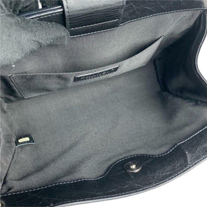 Shoulder Quilted Crinkled Calfskin Black SHW