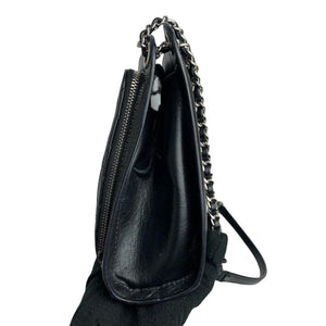 Shoulder Quilted Crinkled Calfskin Black SHW