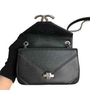 Small Caviar Macro Chevron Black SHW