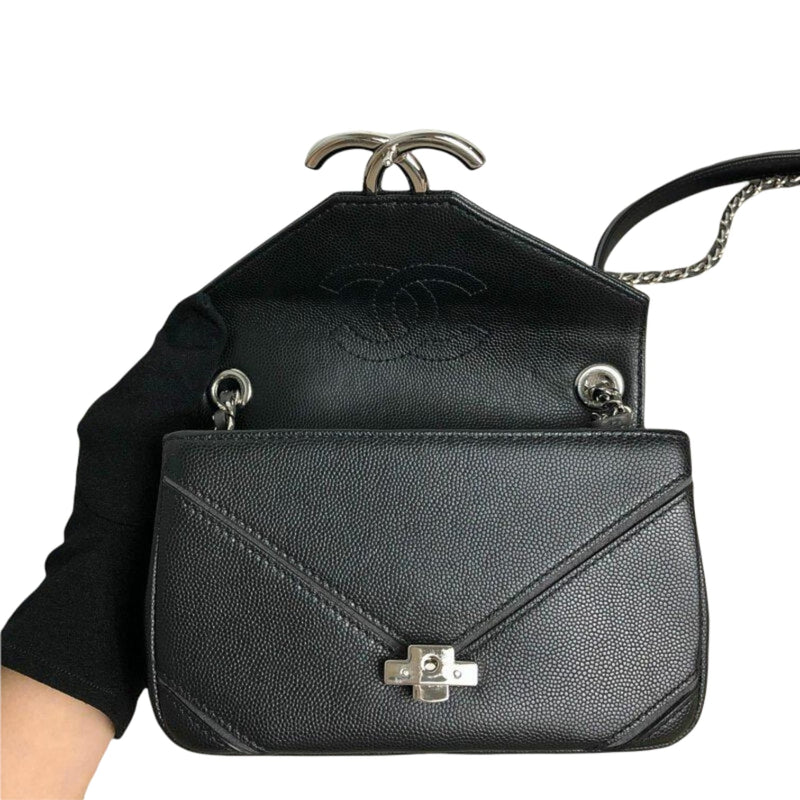 Small Caviar Macro Chevron Black SHW
