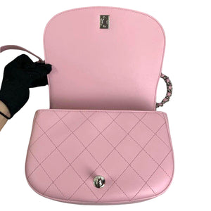Flap Top Handle Quilted Light Pink Leather SHW
