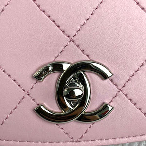 Flap Top Handle Quilted Light Pink Leather SHW