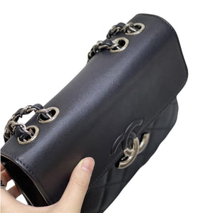 Small CC Box Flap Grained Calfskin Black SHW