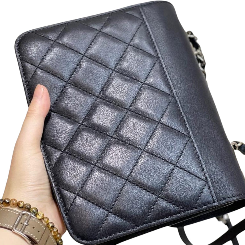 Small CC Box Flap Grained Calfskin Black SHW
