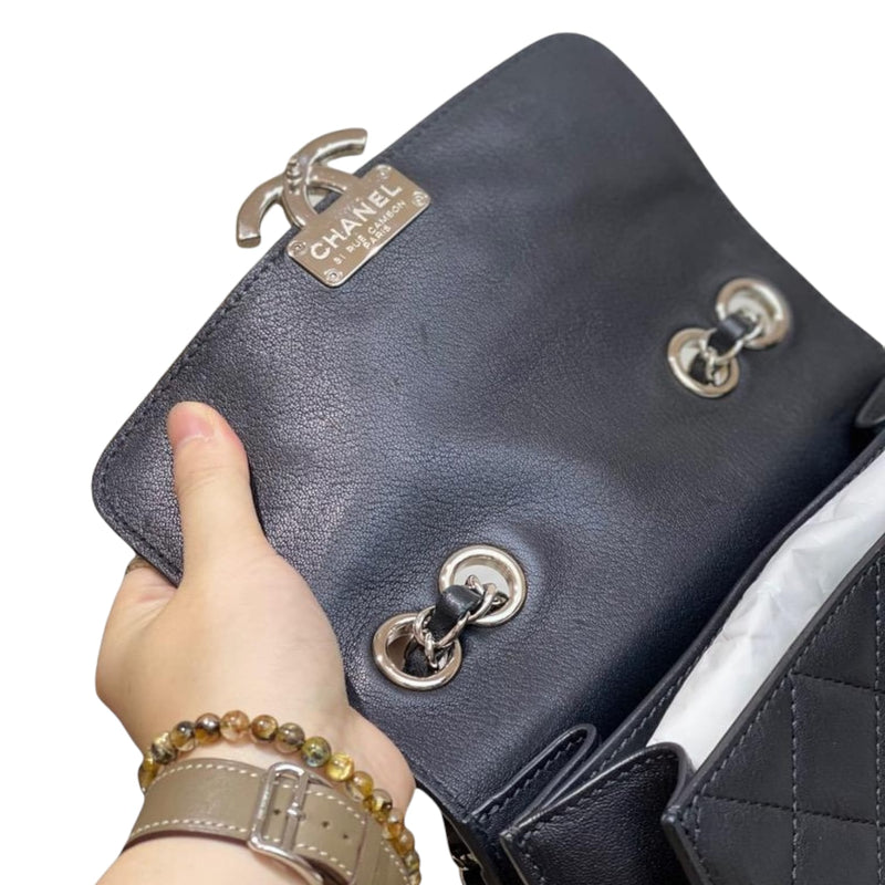 Small CC Box Flap Grained Calfskin Black SHW