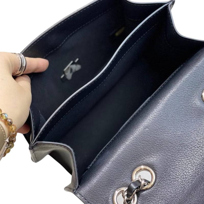 Small CC Box Flap Grained Calfskin Black SHW
