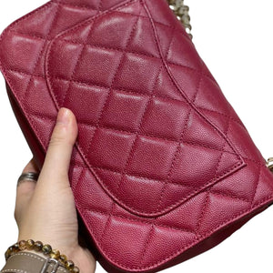 Classic Flap Chain Handle Studded Caviar/Calf Red GHW
