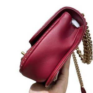 Classic Flap Chain Handle Studded Caviar/Calf Red GHW