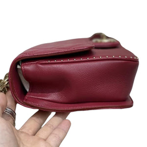 Classic Flap Chain Handle Studded Caviar/Calf Red GHW