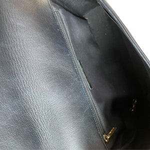 Large Boy Flap Bag Woven Leather Black GHW