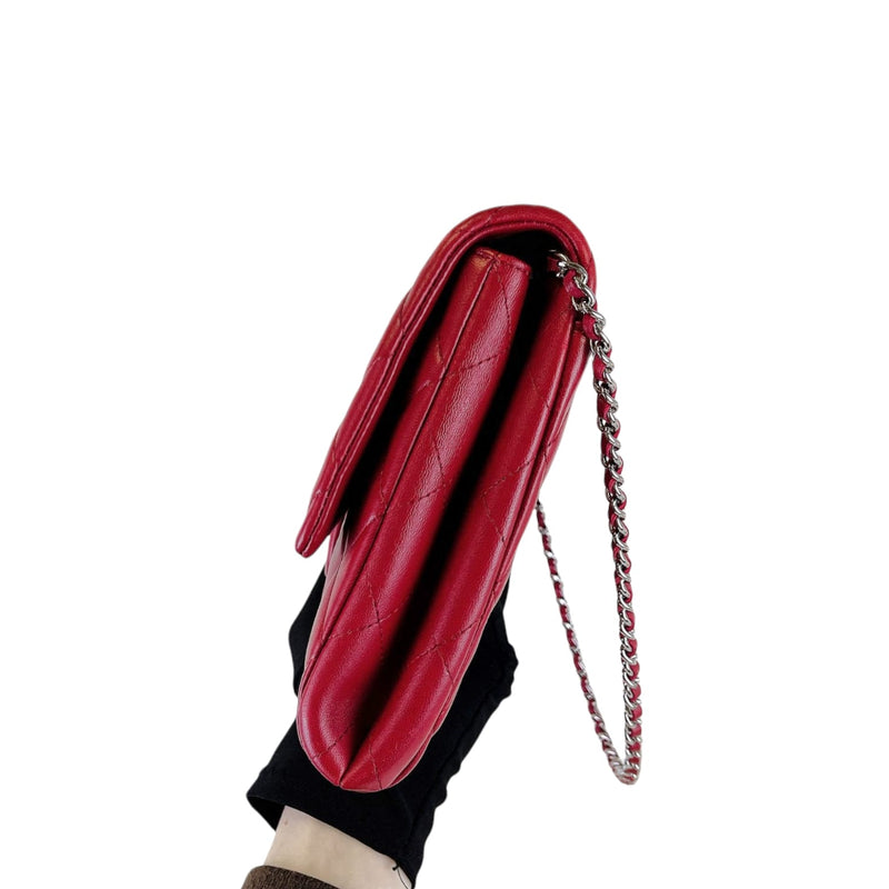 Timeless Clutch in Lambskin Leather Red SHW