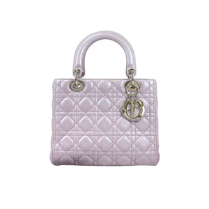 Medium Lady Dior Cannage Lambskin Pearl Pink GHW