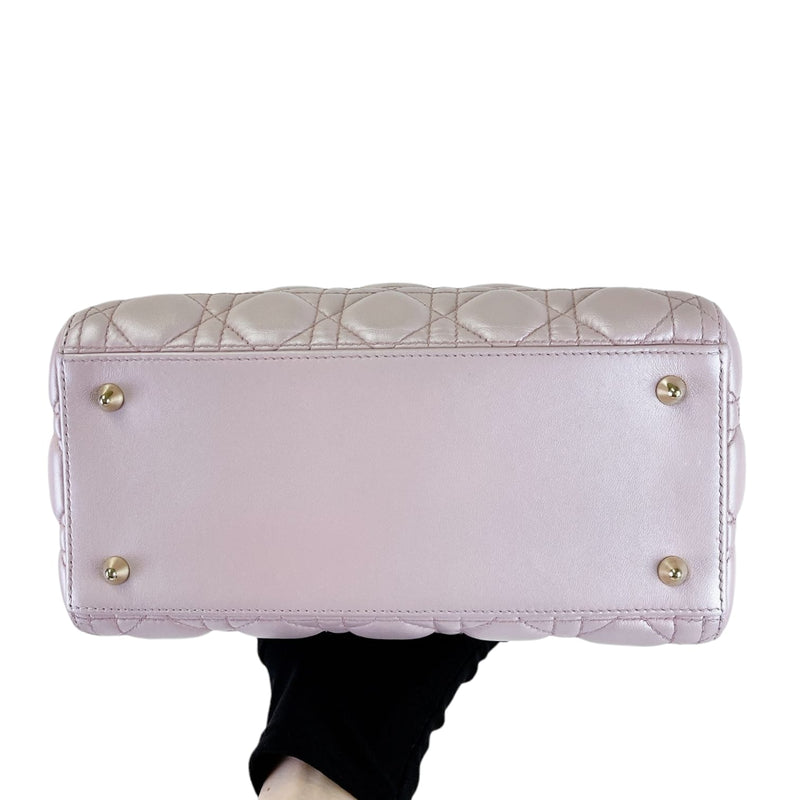 Medium Lady Dior Cannage Lambskin Pearl Pink GHW