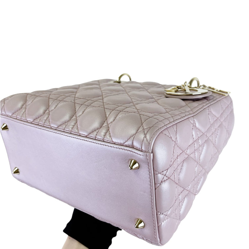 Medium Lady Dior Cannage Lambskin Pearl Pink GHW