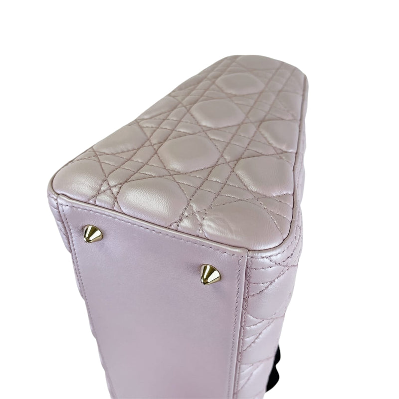 Medium Lady Dior Cannage Lambskin Pearl Pink GHW