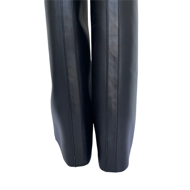 Shark Lock Wedge Knee High Boots Black