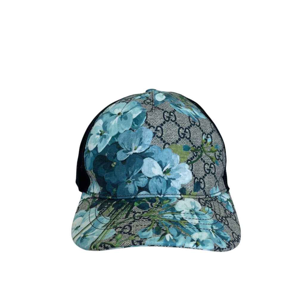 GG Blooms Monogram Trucker Cap Blue