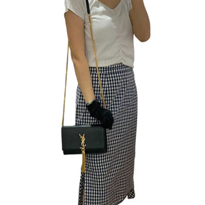 Small Monogram Kate Tassel Black GHW