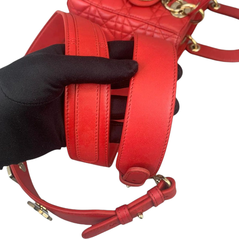 Small My Lady Dior Lucky Badges Lambskin Red GHW