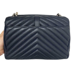 Medium College Chevron Quilted Leather Navy RHW