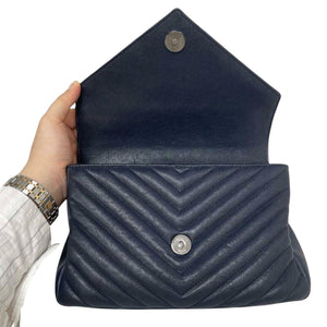 Medium College Chevron Quilted Leather Navy RHW
