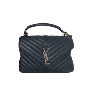 Medium College Chevron Quilted Leather Navy RHW