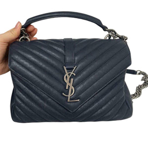 Medium College Chevron Quilted Leather Navy RHW