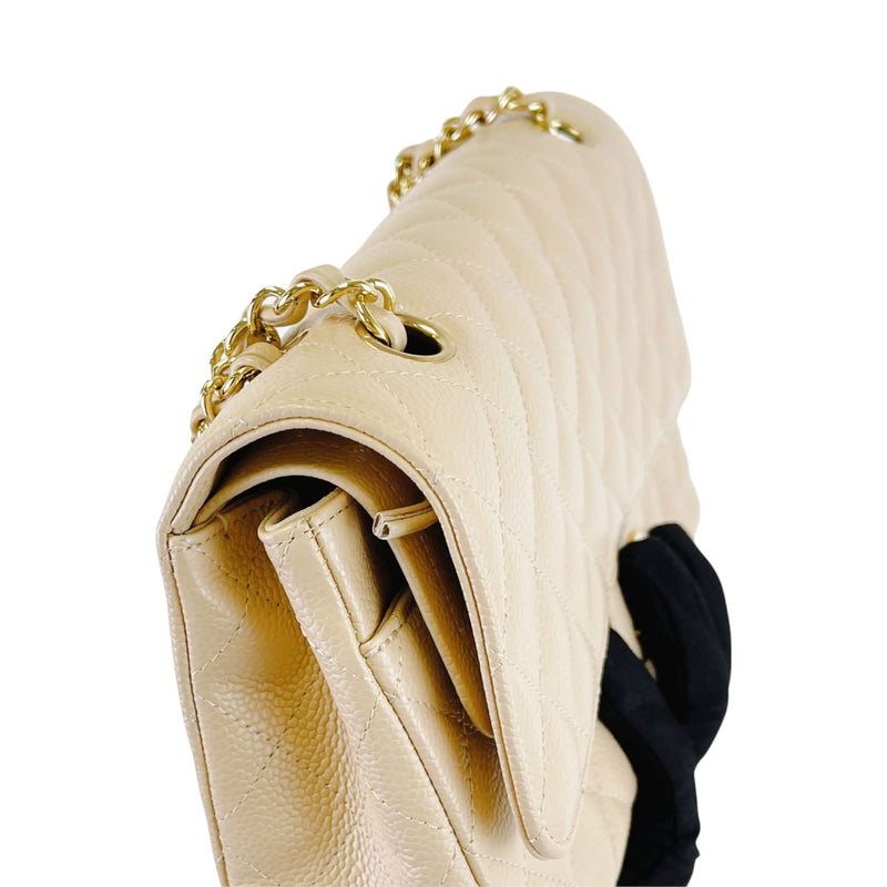 Classic Flap Medium Caviar Beige GHW