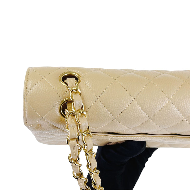 Classic Flap Medium Caviar Beige GHW