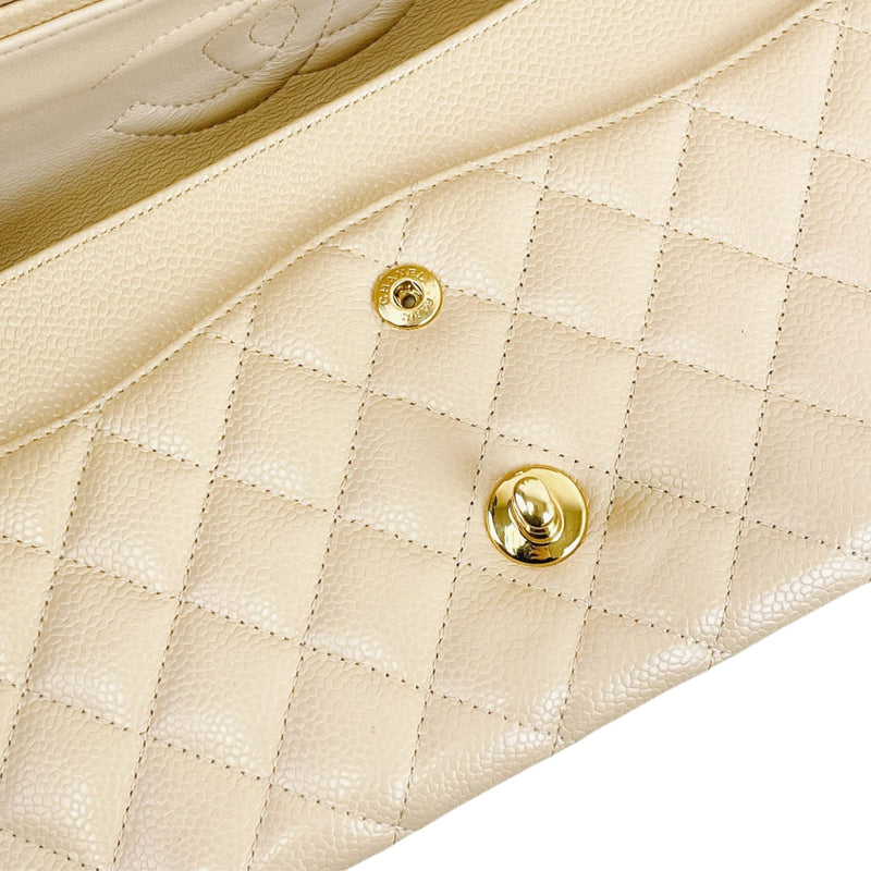 Classic Flap Medium Caviar Beige GHW