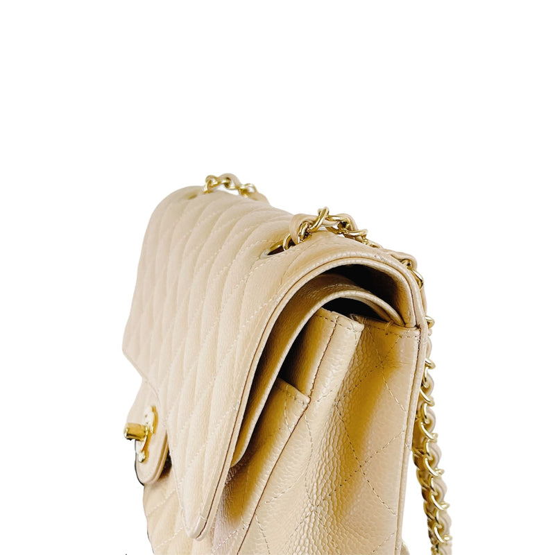 Classic Flap Medium Caviar Beige GHW