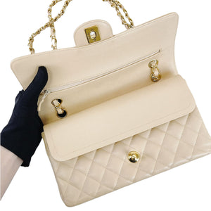 Classic Flap Medium Caviar Beige GHW