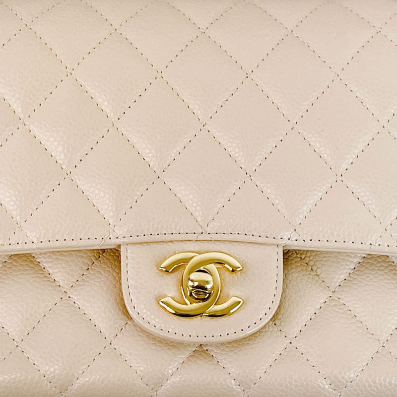 Classic Flap Medium Caviar Beige GHW